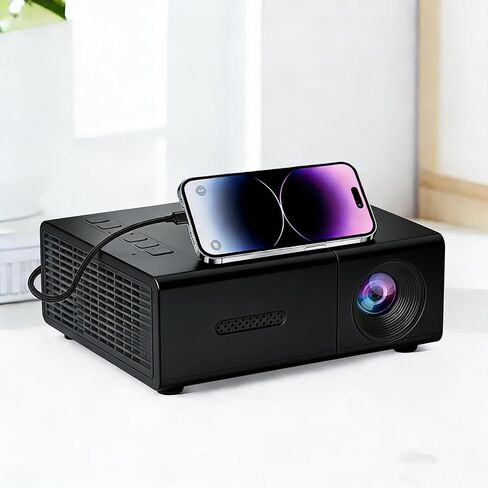 Mini Projector, Small Movie Projector for Home Outdoor Theater Phone HDMI,US Plug in Saudi Arabia