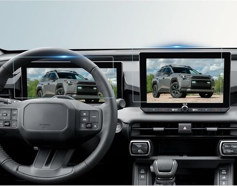 قطعتان من BIBIBO لواقي شاشة 2026 RAV4 الجديد 2026 Toyota RAV4 (LE/SE/XLE Premium/Woodland) شاشة لمس 10.5 بوصة + لوحة القيادة 12.3 بوصة [زجاج مقسى مضاد للخدش يقلل بصمات الأصابع] ملحقات 2026 RAV4 (غير مناسبة لشاشة 2026 RAV4 12.9 بوصة) in Kuwait