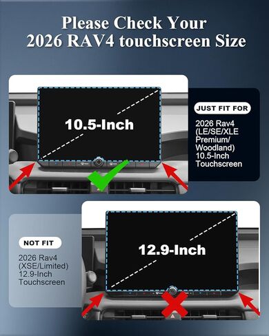قطعتان من BIBIBO لواقي شاشة 2026 RAV4 الجديد 2026 Toyota RAV4 (LE/SE/XLE Premium/Woodland) شاشة لمس 10.5 بوصة + لوحة القيادة 12.3 بوصة [زجاج مقسى مضاد للخدش يقلل بصمات الأصابع] ملحقات 2026 RAV4 (غير مناسبة لشاشة 2026 RAV4 12.9 بوصة) in Kuwait