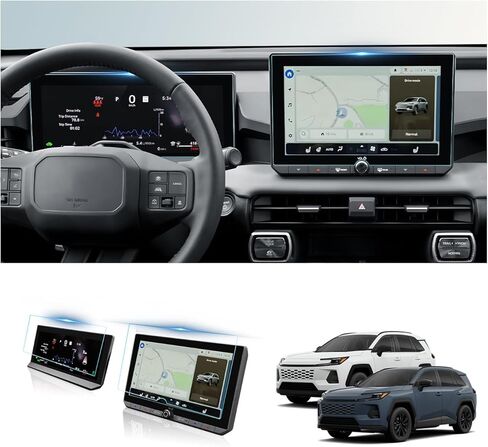 قطعتان من BIBIBO لواقي شاشة 2026 RAV4 الجديد 2026 Toyota RAV4 (LE/SE/XLE Premium/Woodland) شاشة لمس 10.5 بوصة + لوحة القيادة 12.3 بوصة [زجاج مقسى مضاد للخدش يقلل بصمات الأصابع] ملحقات 2026 RAV4 (غير مناسبة لشاشة 2026 RAV4 12.9 بوصة) in Kuwait