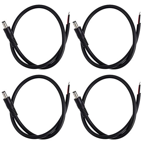 4pcs DC5521 Power Pigtails Cables, 16AWG 36V 5.5 x 2.1mm DC Male Plug to Bare Wire Open End Cables for Surveillance Cameras LED Displays Printers Laptops Routers & DVR (50cm/1.64ft Long) in Saudi Arabia