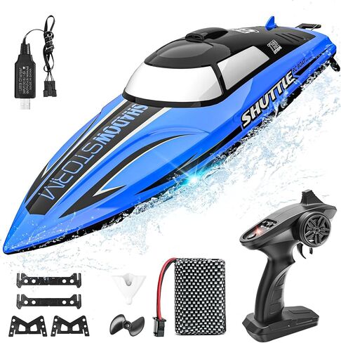 BEZGAR RC Boat - 32+ KPH Fast Remote Control Boat for Pool, Lake & Salt Water, 2.4GHz Speed Boats for Adults & Kids, Summer Water Beach Toys, Birthday Gifts for Boys & Girls Age 8-12 Years Old in Saudi Arabia