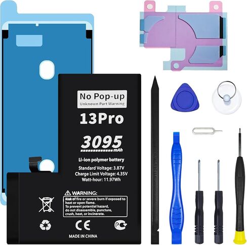 لا يوجد تحذير منبثق غير معروف لبطارية iPhone 13 Pro التشخيصية، سعة 3095 مللي أمبير في الساعة، 0 دورة استبدال بطارية ليثيوم بوليمر قابلة لإعادة الشحن لهاتف iPhone 13 Pro مع مجموعة أدوات كاملة in Saudi Arabia