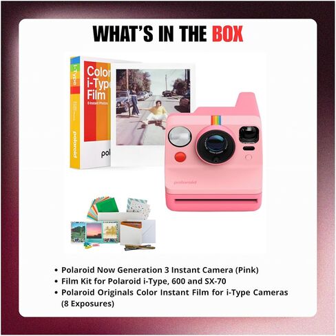 Polaroid Now Generation 3 Instant Camera (Pink) Bundle with Film and Accessories (3 Items) in Saudi Arabia
