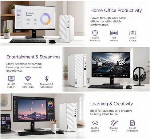 كمبيوتر مكتبي Lenovo IdeaCentre Business، Intel i7-12700K (12 نواة، 20 خيط)، ذاكرة الوصول العشوائي DDR5 سعة 64 جيجابايت، 2 تيرابايت PCIe SSD+1 تيرابايت HDD، قارئ بطاقة SD، تصميم فائق الهدوء، دعم الشاشة المزدوجة، USB-C، إيثرنت، Windows 11 in Kuwait