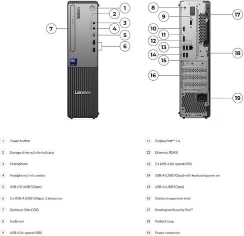 Lenovo ThinkCentre neo 50s Gen 6 Desktop Computer - Ultra 5 225 Processor - 8 GB DDR5-256 GB SSD - Small Form Factor - Black in Saudi Arabia
