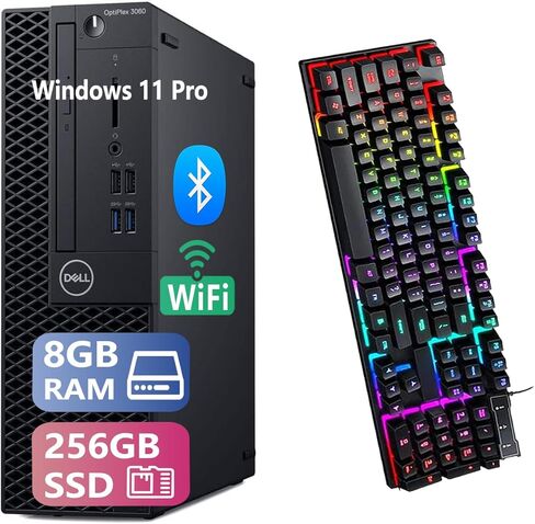 كمبيوتر مكتبي Dell OptiPlex 3060 SFF، رباعي النواة i5-8500، ذاكرة الوصول العشوائي 8 جيجا، 256 جيجا SSD، لوحة مفاتيح، ماوس، DP، Windows 11 Pro (متجدد) in Saudi Arabia