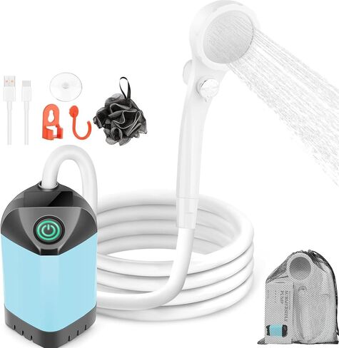 Portable Shower for Camping with 7800mAh Battery - 3 Spray Modes, IPX8 Waterproof & Strong Suction Shower Pump for Outdoor Hiking, Beach Travel, RV, Pet Bathing & Gardening in Saudi Arabia