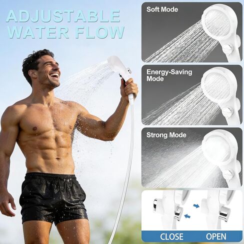 Portable Shower for Camping with 7800mAh Battery - 3 Spray Modes, IPX8 Waterproof & Strong Suction Shower Pump for Outdoor Hiking, Beach Travel, RV, Pet Bathing & Gardening in Saudi Arabia