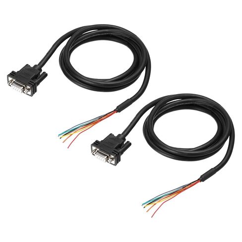 PATIKIL 2 Pcs 4.9 ft 26AWG DB9 Female Connector to Bare Wire END RS232 9-Pin Serial Extension Cable Double Shielded Gold Plated Female Connector, Black in Saudi Arabia