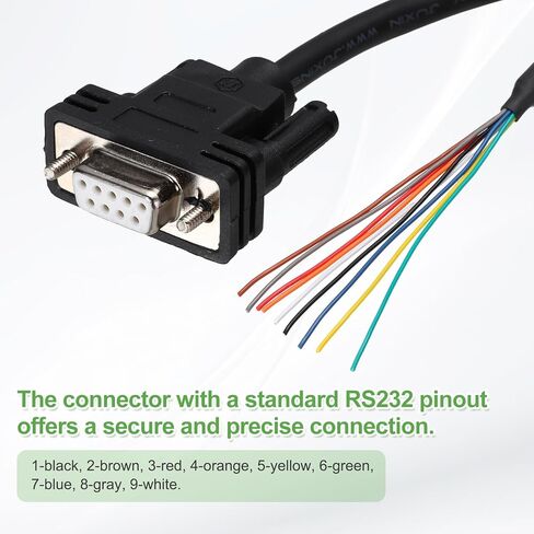 PATIKIL 2 Pcs 4.9 ft 26AWG DB9 Female Connector to Bare Wire END RS232 9-Pin Serial Extension Cable Double Shielded Gold Plated Female Connector, Black in Saudi Arabia