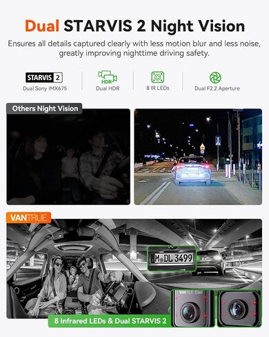 Vantrue E360 Panoramic 2 Channel Dash Cam, 420 Degrees, Dual STARVIS 2, Front Fisheye + Inside Fisheye, Dual IR Night Vision, Action Camera, Voice Control, Touchscreen, Support 1TB (Renewed) in Saudi Arabia