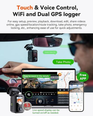 Vantrue E360 Panoramic 2 Channel Dash Cam, 420 Degrees, Dual STARVIS 2, Front Fisheye + Inside Fisheye, Dual IR Night Vision, Action Camera, Voice Control, Touchscreen, Support 1TB (Renewed) in Saudi Arabia