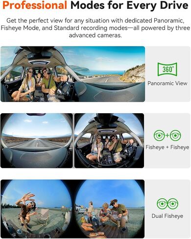Vantrue E360 Panoramic 2 Channel Dash Cam, 420 Degrees, Dual STARVIS 2, Front Fisheye + Inside Fisheye, Dual IR Night Vision, Action Camera, Voice Control, Touchscreen, Support 1TB (Renewed) in Saudi Arabia