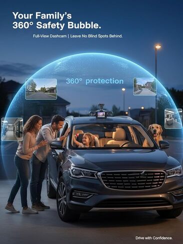 2026 نظام كاميرا سيارة لاسلكي كامل الرؤية، 4K 4 قنوات 360 درجة كاميرا داش بانورامية واي فاي 6 مسجل قيادة، رؤية ليلية بالأشعة تحت الحمراء، شاشة وقوف السيارات 24/7، مستشعر G، كشف الحركة (64 جم) in Kuwait