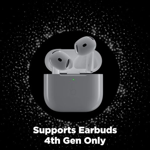 علبة شحن لاسلكية بديلة، حافظة شاحن معتمدة من Qi لأجهزة AirPods 4، زر مزامنة بلوتوث، بطارية مدمجة 600 مللي أمبير، أبيض. in Kuwait