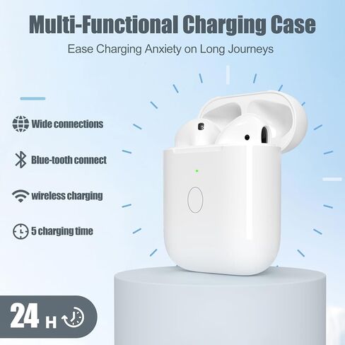 Wireless Charging Case Only for AirPods 1st 2nd gen ， Charger Case Compatible with AirPods 1/2 Gen Replacement Charger Cases, Support Bluetooth Pairing&Sync Button, Earbuds Not Included in Saudi Arabia