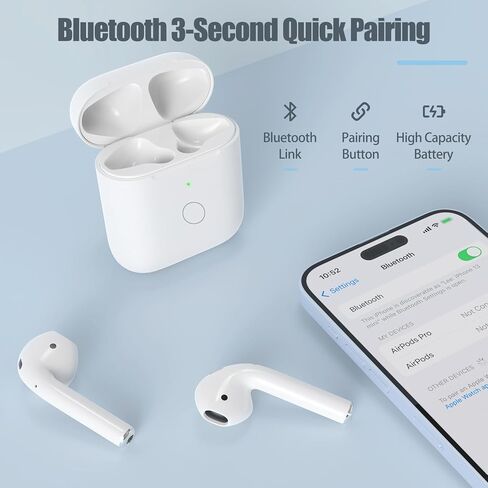 Wireless Charging Case Only for AirPods 1st 2nd gen ， Charger Case Compatible with AirPods 1/2 Gen Replacement Charger Cases, Support Bluetooth Pairing&Sync Button, Earbuds Not Included in Saudi Arabia