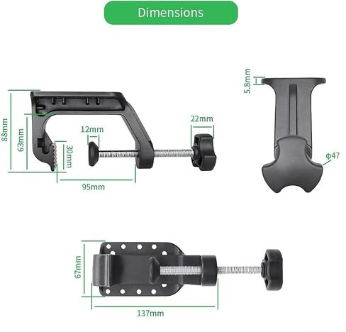 حامل Strg C-Clamp مع قاعدة دائرية كروية مقاس 1.5 بوصة، مشبك دعم من الألومنيوم حامل قارب عالمي C حامل مخلب متوافق مع ذراع مقبس مزدوج كروي مقاس 1.5 بوصة للهاتف GoPro GPS والمزيد in Kuwait