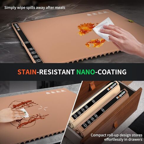 Heapsion Food Warming Mat, Electric Plate with 6 Level Temp 5 Hour Timer, 24x15'' Roll-Up Portable Warming Tray for Dinner Parties, Gatherings, and Holidays (Beige) in Saudi Arabia