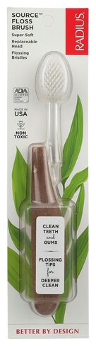 فرشاة أسنان RADIUS Source Floss Brush خالية من مادة BPA ومقبولة من ADA لتحسين صحة اللثة وتقليل مشاكل اللثة - فائقة النعومة - نقود - عبوة من قطعة واحدة in Saudi Arabia