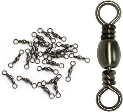 30Pcs High Strength Barrel Fishing Swivels Stainless Steel Rolling Swivel Solid Ring Line Connector Fishing Tackle in Saudi Arabia