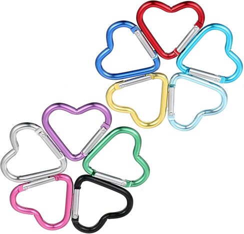 10Pcs Heart Carabiner, Cute Heart Shaped Carabiner Keychain Clip Water Bottle Hook for Backpack, Dog Leash, Perfect for Women Girls Backpack, Multicolour in Saudi Arabia