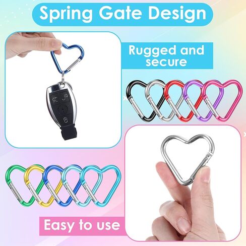 10Pcs Heart Carabiner, Cute Heart Shaped Carabiner Keychain Clip Water Bottle Hook for Backpack, Dog Leash, Perfect for Women Girls Backpack, Multicolour in Saudi Arabia