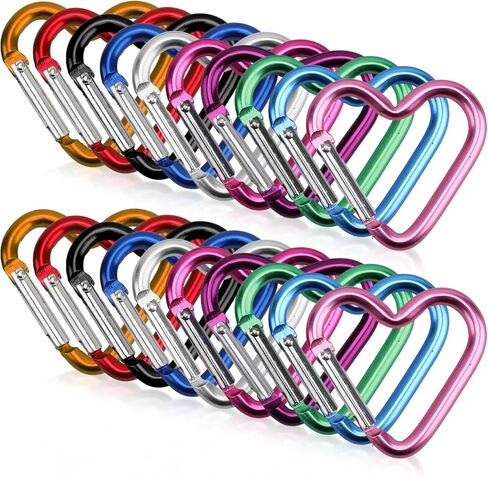 20pcs Cute Heart Shaped Carabiner Star Carabiner Heart Shaped Backpack Clips Key Ring Clip Heart Keychain Clip for Dog Leash Water Bottle Holder Snap Clips Keys, 10 Colors in Saudi Arabia