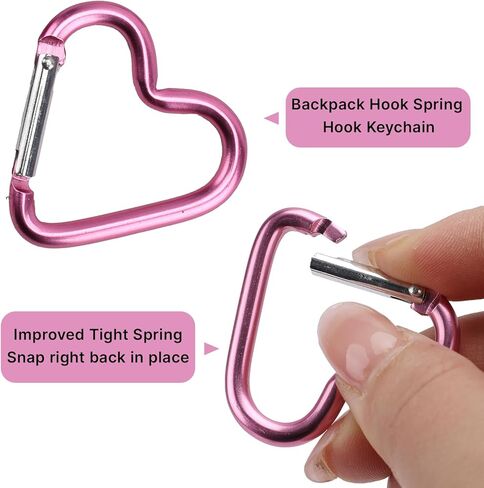 20pcs Cute Heart Shaped Carabiner Star Carabiner Heart Shaped Backpack Clips Key Ring Clip Heart Keychain Clip for Dog Leash Water Bottle Holder Snap Clips Keys, 10 Colors in Saudi Arabia