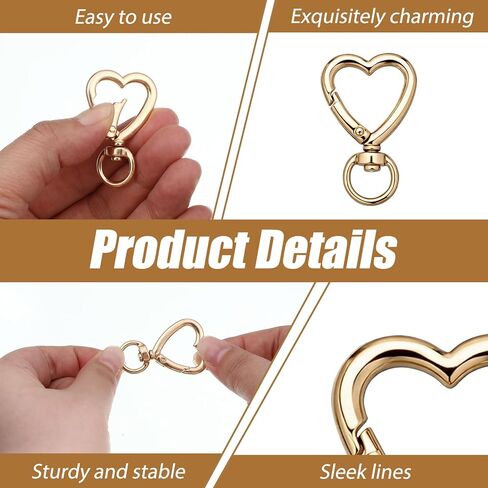 24 Pcs Metal Heart Shape Keychain, Heart Carabiner Clips for Keys, Sliver Gold Black Cute Metal Spring Key Rings Hook Snap Clasp Buckle for Backpack Bag Purse DIY Accessories in Saudi Arabia