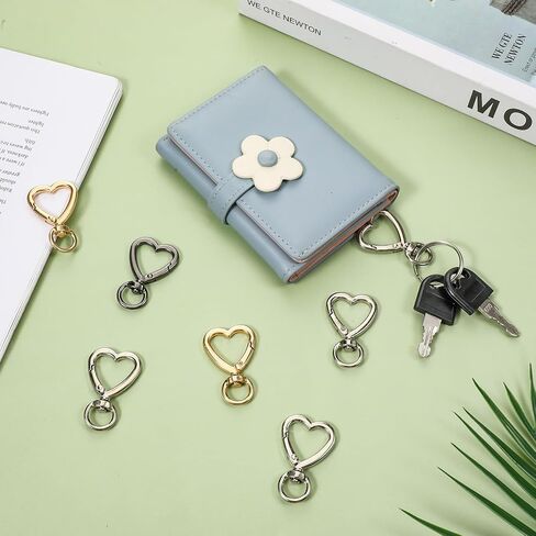 24 Pcs Metal Heart Shape Keychain, Heart Carabiner Clips for Keys, Sliver Gold Black Cute Metal Spring Key Rings Hook Snap Clasp Buckle for Backpack Bag Purse DIY Accessories in Saudi Arabia