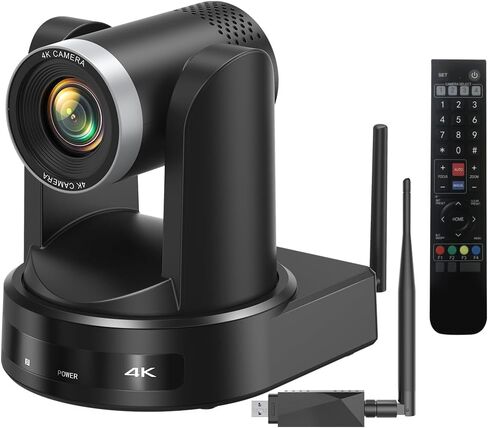 كاميرا PTZ لاسلكية 4K تتبع تلقائي بالذكاء الاصطناعي، لاسلكي/USB3.0/LAN، كاميرا مؤتمرات فيديو تكبير 12X، تحسين الإضاءة المنخفضة، بث مباشر IP للكنيسة والتعليم والمؤتمرات، OBS vMIX، إعداد سهل in Kuwait