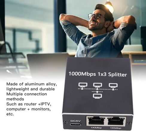 1000Mbps Gigabit Ethernet Splitter 1 to 3, High Speed Network Splitter RJ45 Internet Ethernet Switch, RJ45 Gigabit Cable for PC, Laptop in Saudi Arabia