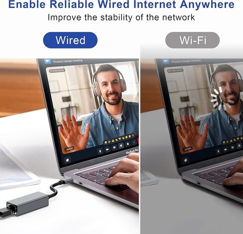 محول USB C إلى إيثرنت، محمول بسرعة 1 جيجابت في الثانية USB C إلى RJ45، التوصيل والتشغيل، محول إيثرنت متوافق مع MacBook Pro/Air، iPad Pro، iPhone 17 Pro/Max، Galaxy S23/S9، XPS، Chromebook in Kuwait