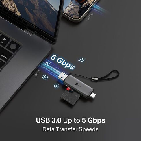 TP-Link SD Card Reader, 2-in-1 USB 3.0 Type-C&A Dual Slot Memory Card Reader for SD/Micro SD/SDHC/SDXC, High-Speed Data Transfer, Plug & Play with Windows, macOS, iPadOS, Android & Chrome OS (UA430D) in Saudi Arabia