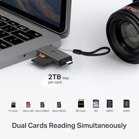 TP-Link SD Card Reader, 2-in-1 USB 3.0 Type-C&A Dual Slot Memory Card Reader for SD/Micro SD/SDHC/SDXC, High-Speed Data Transfer, Plug & Play with Windows, macOS, iPadOS, Android & Chrome OS (UA430D) in Saudi Arabia