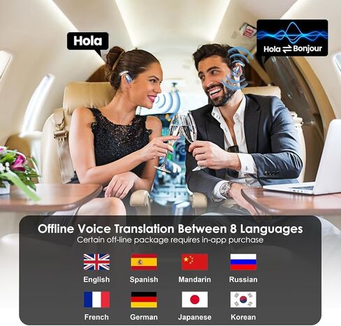 AI Language Translation Earbuds, OWS LCD Touchscreen Real-Time Translator for 144 Languages & Accents Includes Free Subscription Translation Device Earphones for Travel Business Learning, Black 7 in Saudi Arabia