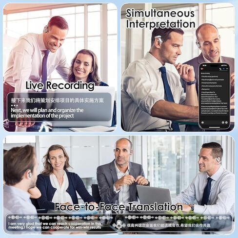 AI Language Translation Earbuds, OWS LCD Touchscreen Real-Time Translator for 144 Languages & Accents Includes Free Subscription Translation Device Earphones for Travel Business Learning, Black 7 in Saudi Arabia
