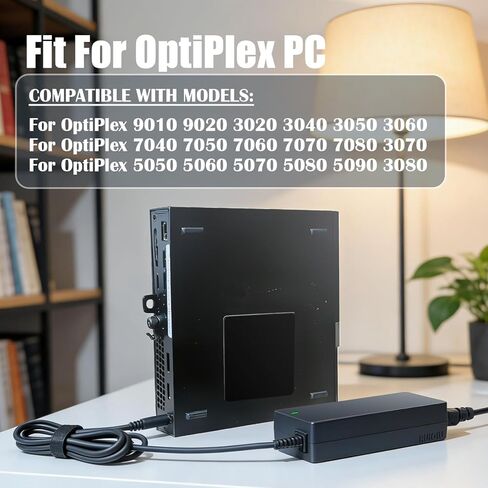 شاحن 90 واط متوافق مع سلك الطاقة Dell Optiplex 3060 7050 7060 7020 7010 7040 7070 7080 7090 3046 3050 3070 3080 3090 5050 5060 محول تيار متردد صغير للأعمال المكتبية وإمدادات الطاقة لسطح المكتب in Kuwait
