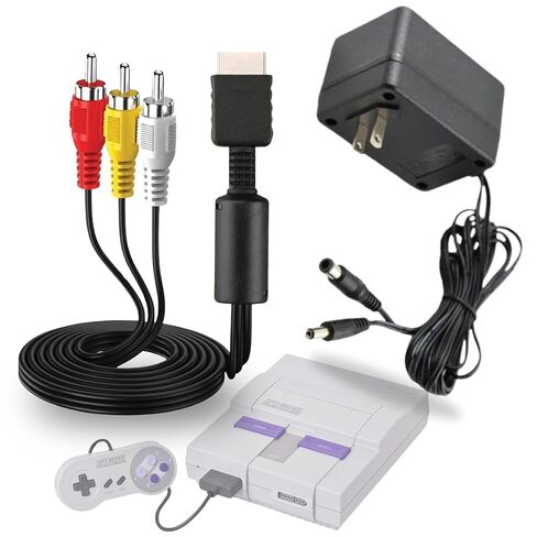 Import Unk AC Power Supply + Audio Video RCA AV Cable Adapter Cord To External TV Screen Monitor For Super Nintendo SNES Nes Genesis 1 Systems Game Console Bundle Set in Kuwait