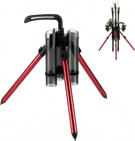 Gisafai Fishing Rod Carrier Surf Fishing Holder Foldable Pole Holder Stand 3 Rod Portable Vertical Beach Pole Storage Freestanding Rack for Fisherman Garage Home Outdoor in Saudi Arabia