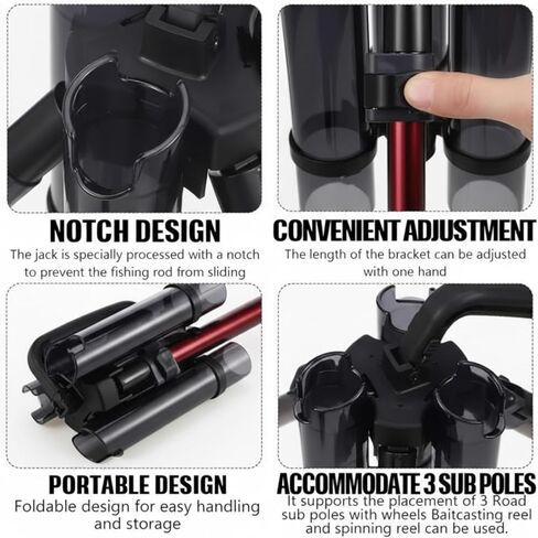 Gisafai Fishing Rod Carrier Surf Fishing Holder Foldable Pole Holder Stand 3 Rod Portable Vertical Beach Pole Storage Freestanding Rack for Fisherman Garage Home Outdoor in Saudi Arabia