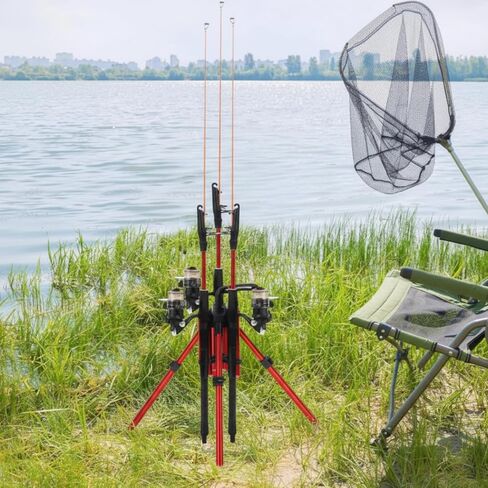 Gisafai Fishing Rod Carrier Surf Fishing Holder Foldable Pole Holder Stand 3 Rod Portable Vertical Beach Pole Storage Freestanding Rack for Fisherman Garage Home Outdoor in Saudi Arabia