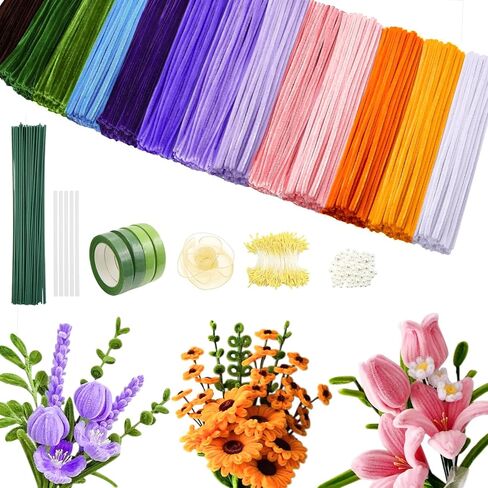 800 PCS Cleaners Cleaners Craft ، 13 لونًا من السيقان ، مجموعة منظفات الأنابيب ، مجموعات الزهور والفن والحرفية in Saudi Arabia