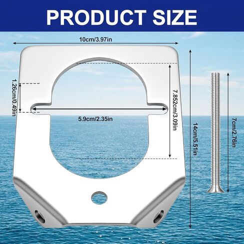 Therwen Stainless Steel Rod Holder Backing Plate Fits 30 Degree Medium Fishing Rods Heavy Duty Boat Mount Bracket with Installation Screws Ideal for Marine Yacht Saltwater Fishing in Saudi Arabia