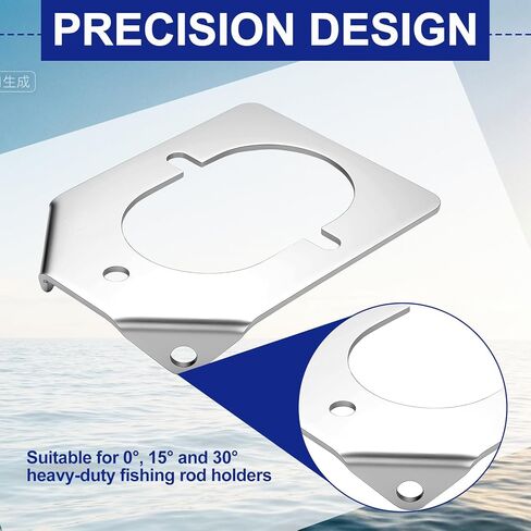 Therwen Stainless Steel Rod Holder Backing Plate Fits 30 Degree Medium Fishing Rods Heavy Duty Boat Mount Bracket with Installation Screws Ideal for Marine Yacht Saltwater Fishing in Saudi Arabia