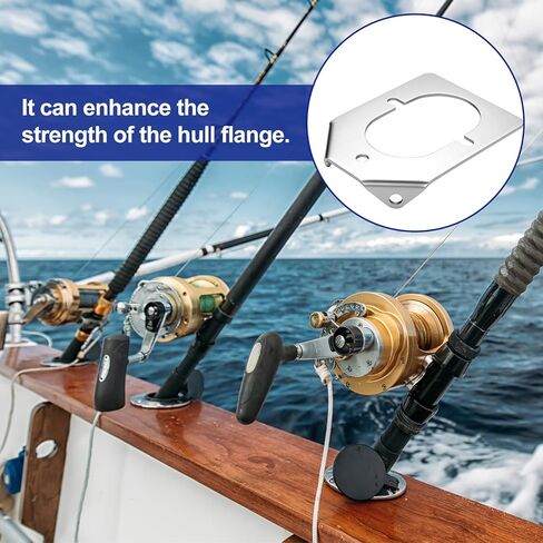 Therwen Stainless Steel Rod Holder Backing Plate Fits 30 Degree Medium Fishing Rods Heavy Duty Boat Mount Bracket with Installation Screws Ideal for Marine Yacht Saltwater Fishing in Saudi Arabia