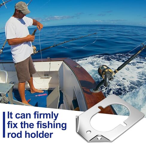Therwen Stainless Steel Rod Holder Backing Plate Fits 30 Degree Medium Fishing Rods Heavy Duty Boat Mount Bracket with Installation Screws Ideal for Marine Yacht Saltwater Fishing in Saudi Arabia