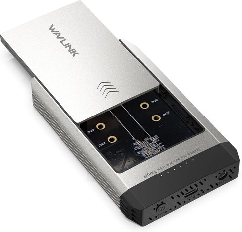 حاوية WAVLINK 20 جيجابت في الثانية Dual-Bay M.2 NVMe SSD واستنساخ غير متصل بالإنترنت، USB 3.2 Gen2x2 USB-C، يدعم 2X 4 تيرابايت (إجمالي 8 تيرابايت)، استنساخ بنقرة واحدة بدون جهاز كمبيوتر، M-Key 2230/2242/2260/2280، لأجهزة Mac وWindows ST348 in Kuwait